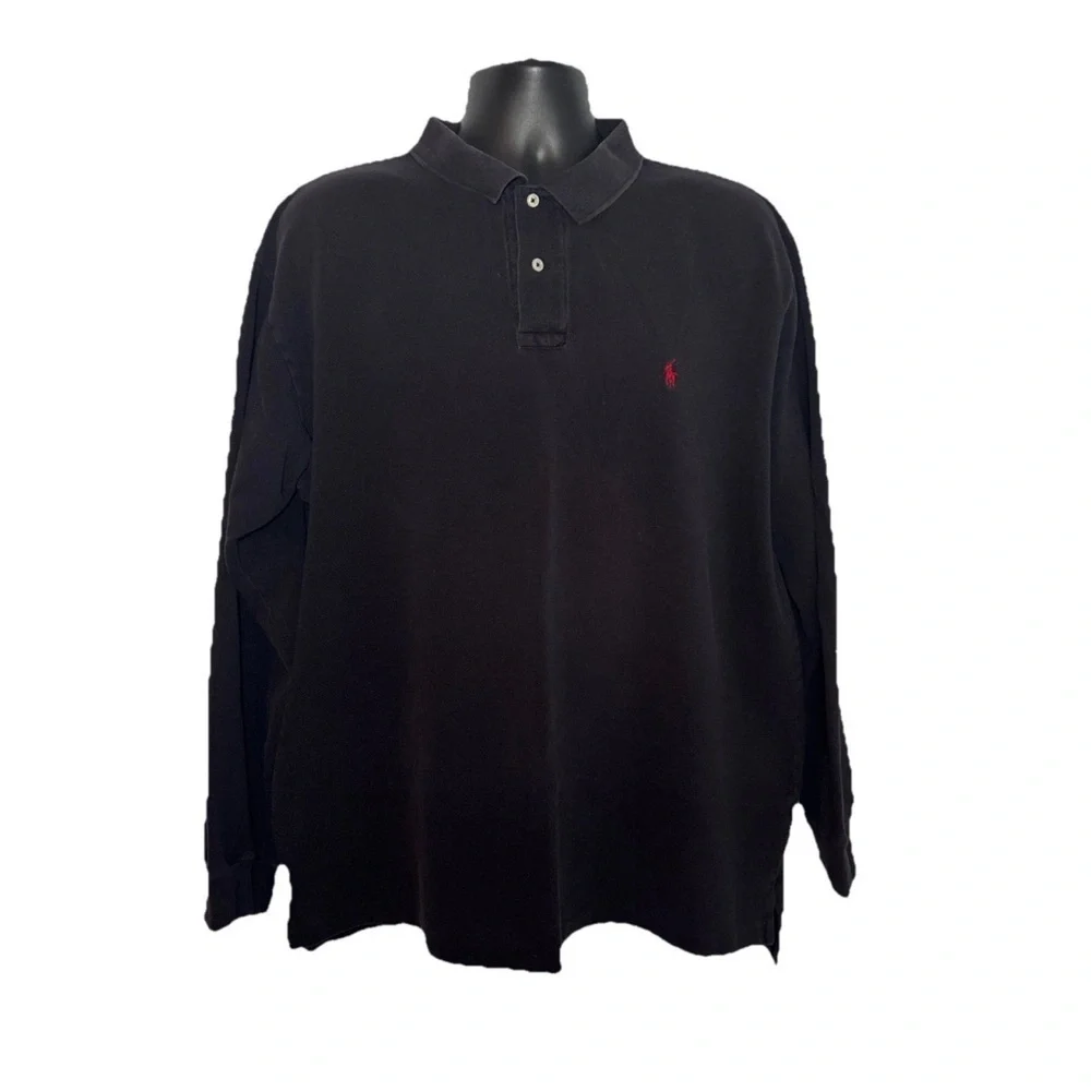 Polo Ralph Lauren Shirt Mens Sz 2XL Navy Blue Long Sleeve Polo Color Pony